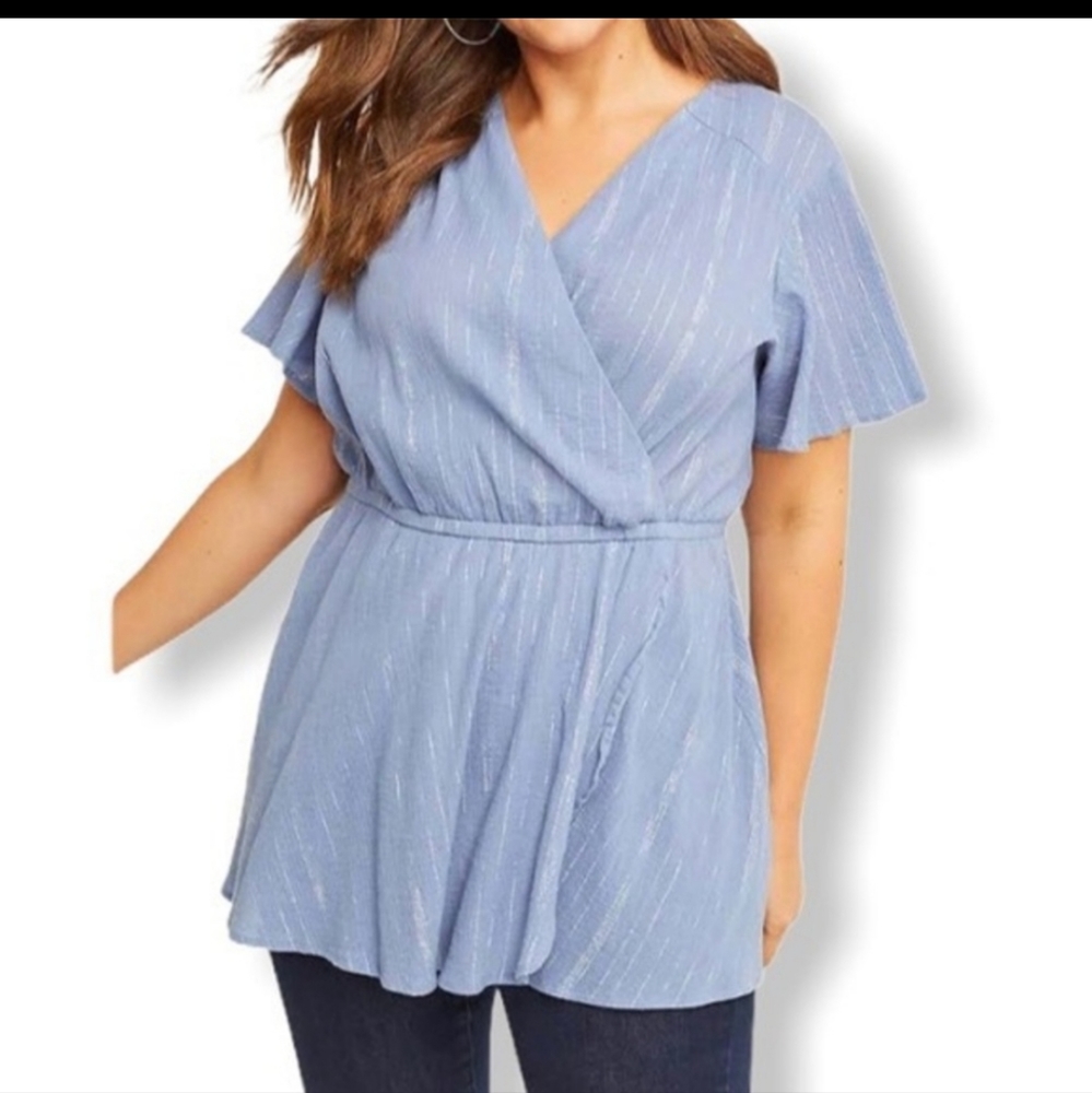 Lane Bryant blue and silver top